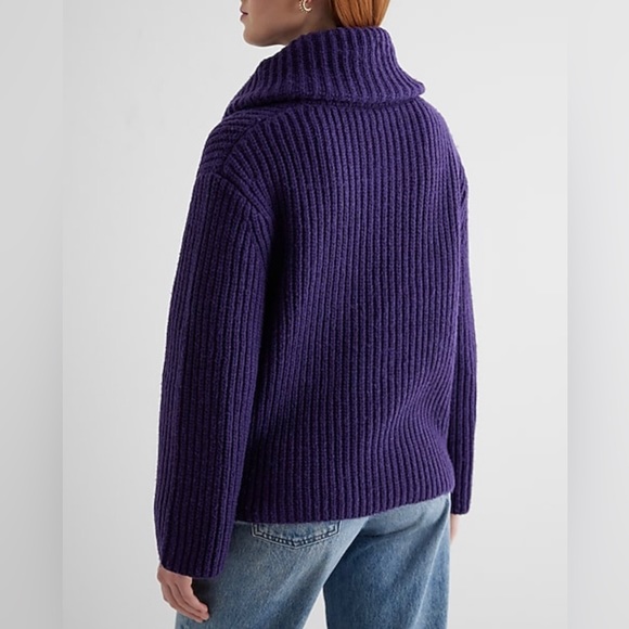 🏷️ 🛍️ NWT Express Ribbed Plum Perfect Cowl Neck Sweater 🏷️ 🛍️ - Picture 3 of 12